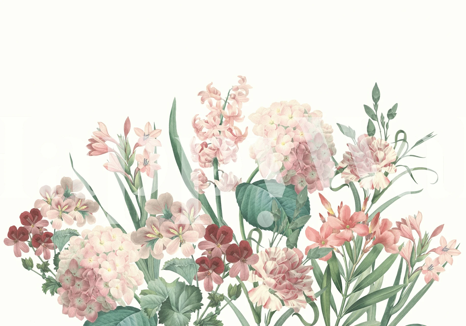 Blush Botanical Bouquet wallpaper in a room