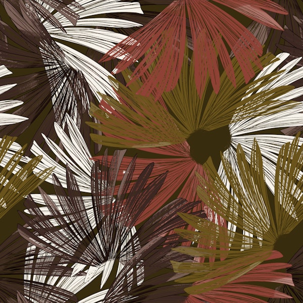 Tropical Palm Fronds Earth Tones