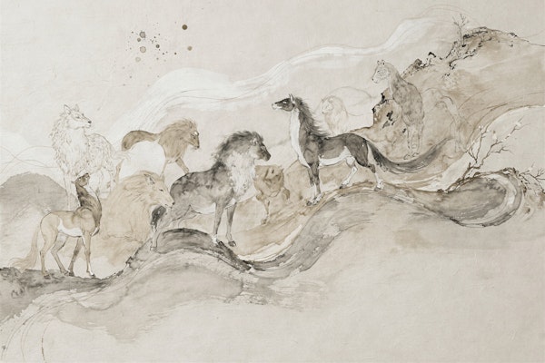 Ink Wash Wild Horses