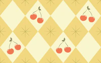 Retro Butter Yellow Cream Cherry Harlequin wallpaper