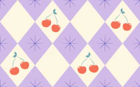 Coquette Lilac Cream Cherry Harlequin Diamond wallpaper