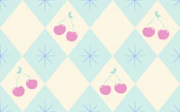 Coastal Mint Cream Cherry Harlequin Diamond wallpaper