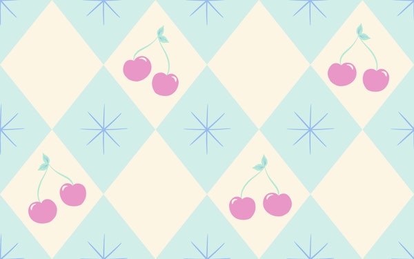 Coastal Mint Cream Cherry Harlequin Diamond