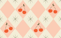 Coquette Coral Cream Cherry Harlequin Diamond wallpaper