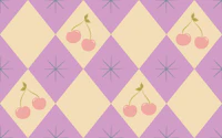 Retro Lilac Pink Cherry Harlequin Coquette wallpaper