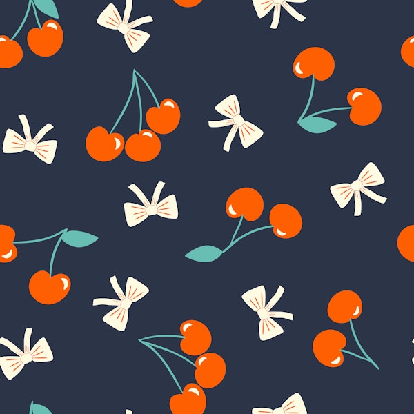 Preppy Bows and Cherries on navy