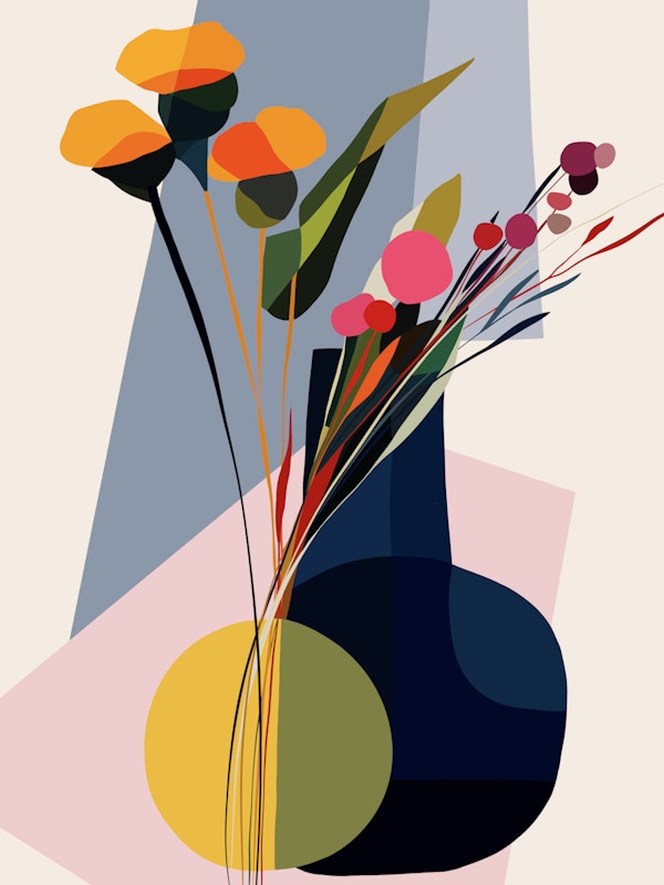 Geometric Vase with Wildflowers