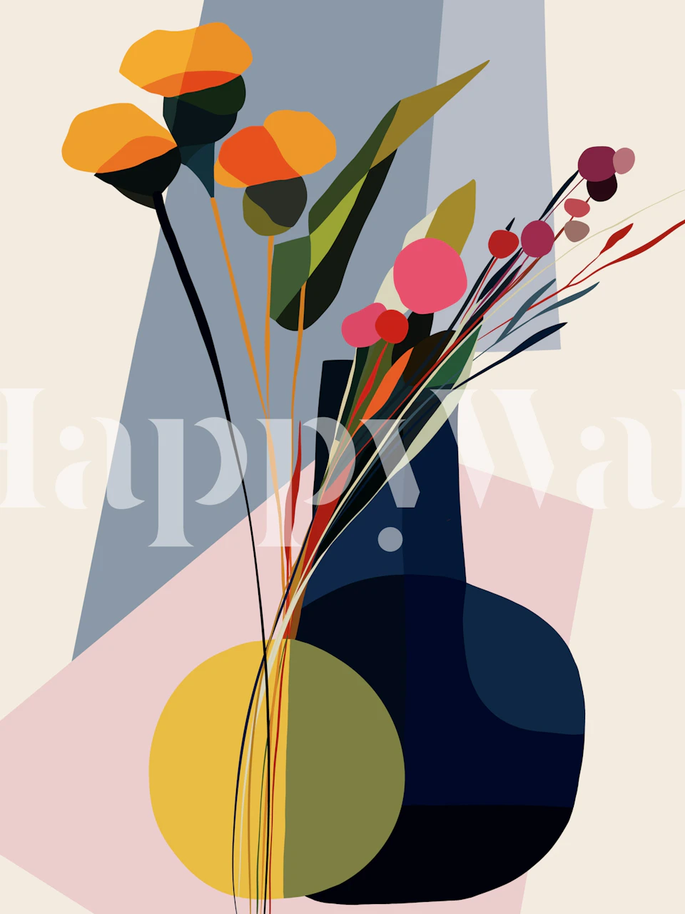 Geometric Vase with Wildflowers tapeta