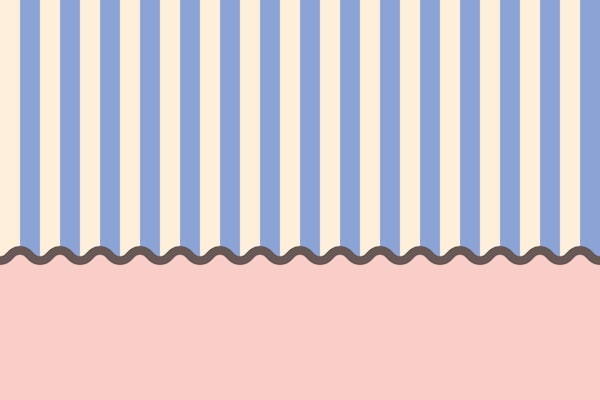 Candy stripe with wavy border - blue & pink
