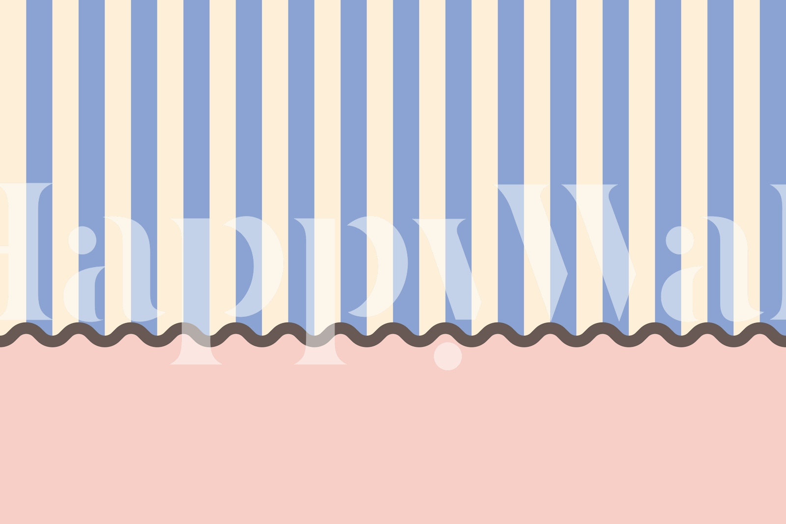 Candy stripe with wavy border - blue & pink wallpaper