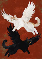 Gothic Winged Black Cat Fantasy Oil wallpaper