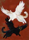 Gothic Winged Black Cat Fantasy Oil