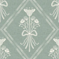 Mist Blue Folk Bouquet behang