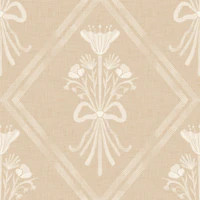 Warm Beige Folk Bouquet behang