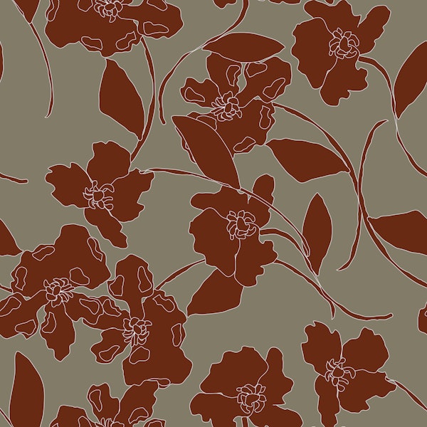 Terracotta Floral Linework