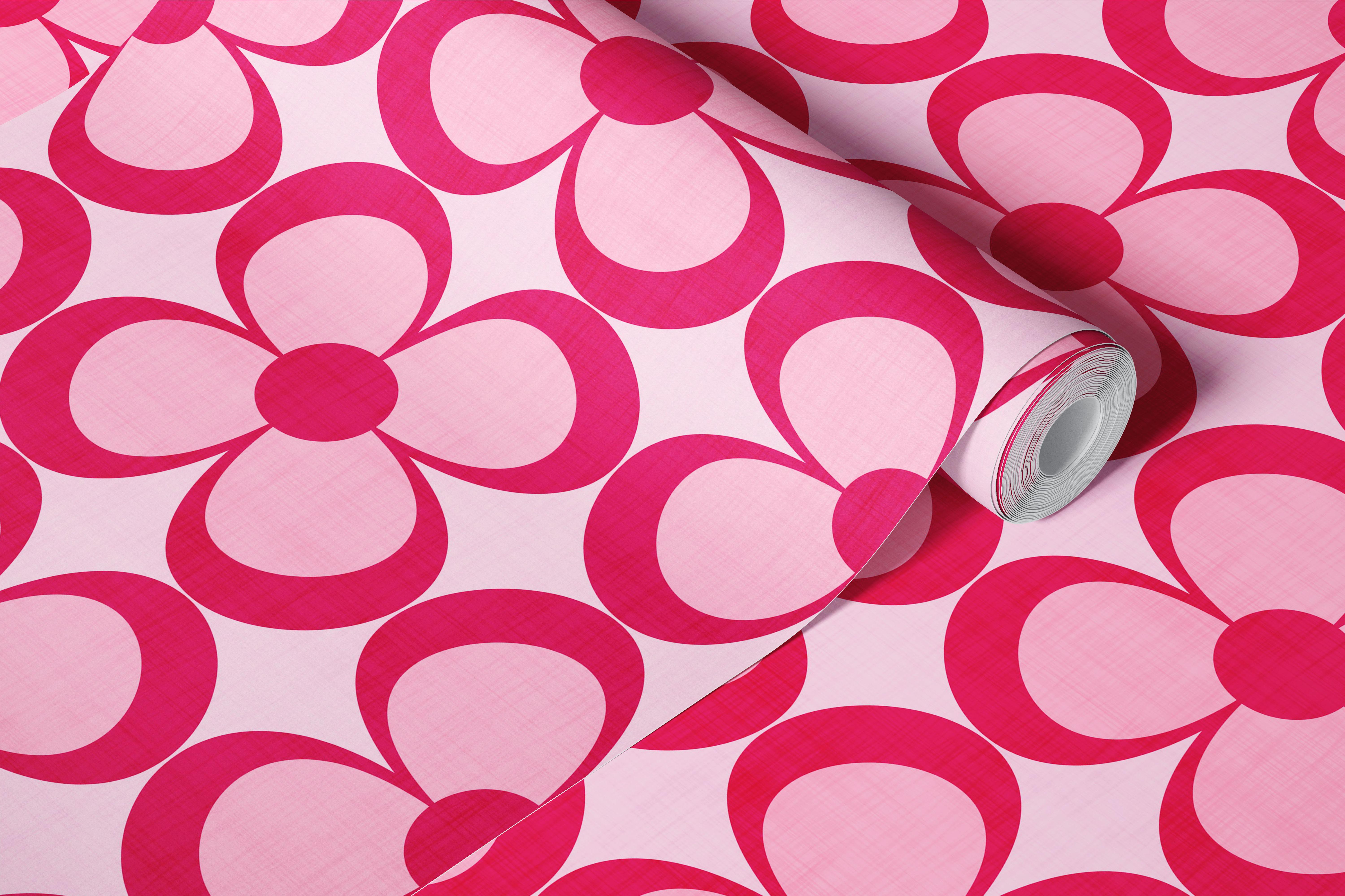Groovy geometric floral wallpaper in room