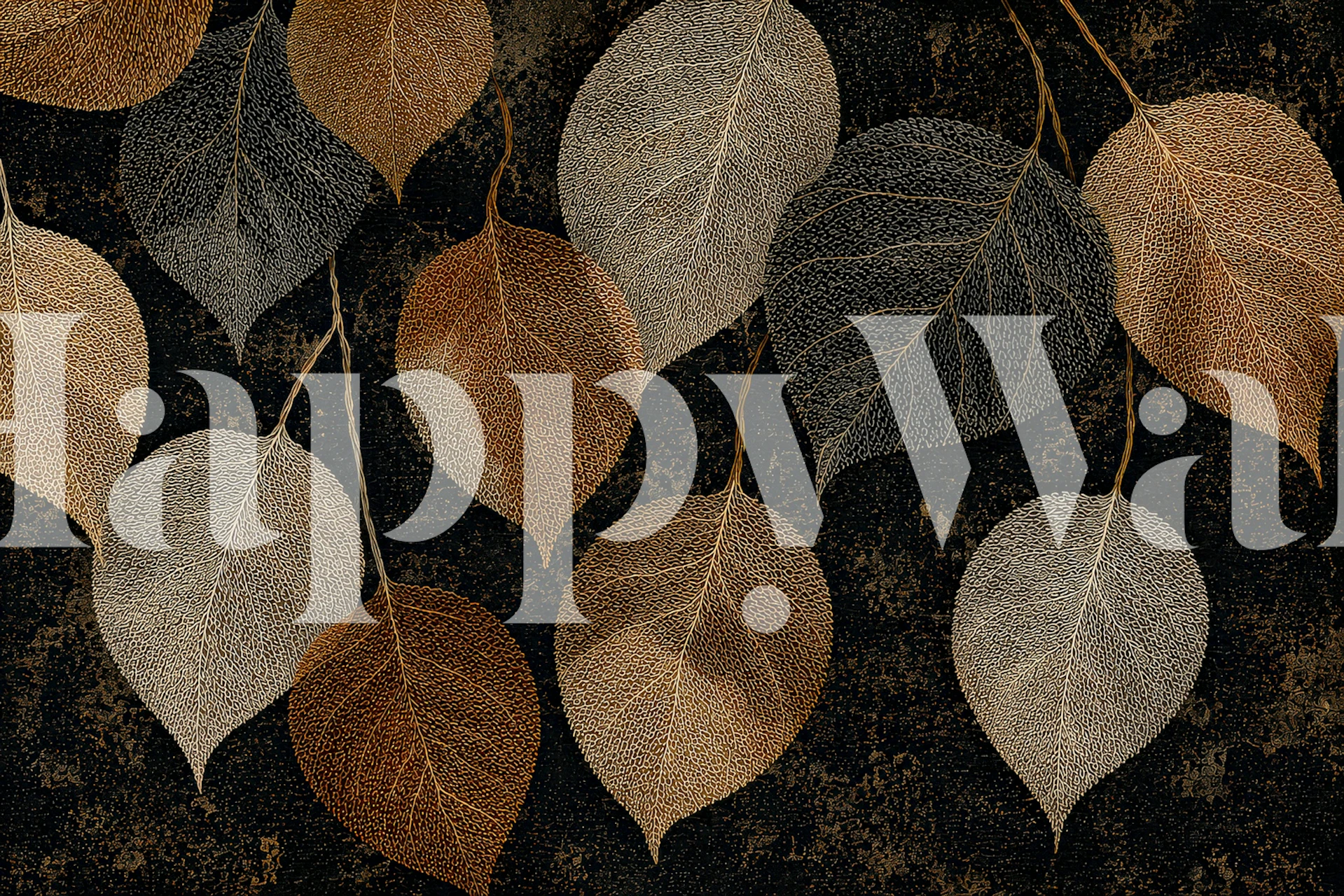 Golden Midnight Leaves wallpaper in a room