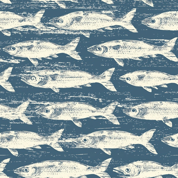 Indigo Ocean Fish Swim Pattern