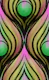 Art Deco Peacock Feathers Pink Gold Green