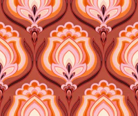 Burnt Orange Retro Florals wallpaper