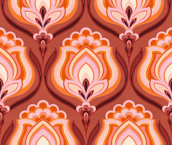 Burnt Orange Retro Florals