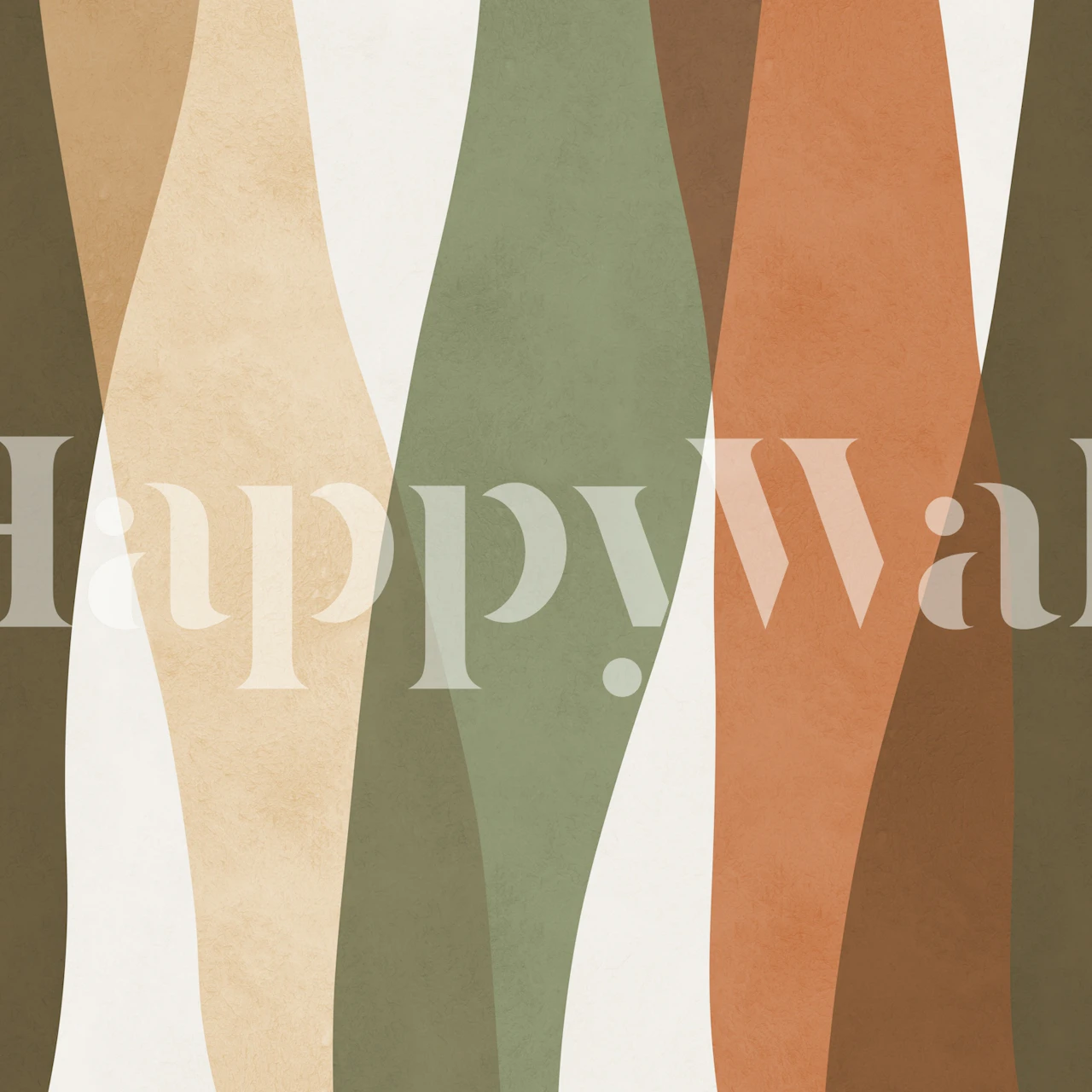 Retro Sage and Terracotta Waves Tapete im Raum