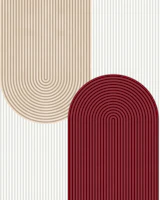 Retro Arch Lines Burgundy Beige tapete
