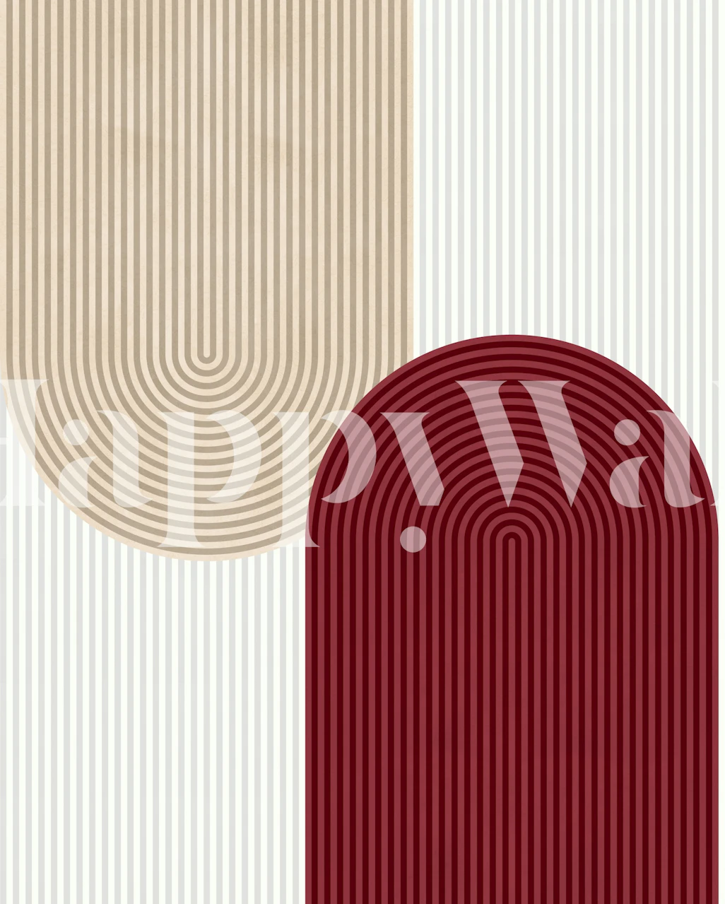 Retro Arch Lines Burgundy Beige wallpaper in a room