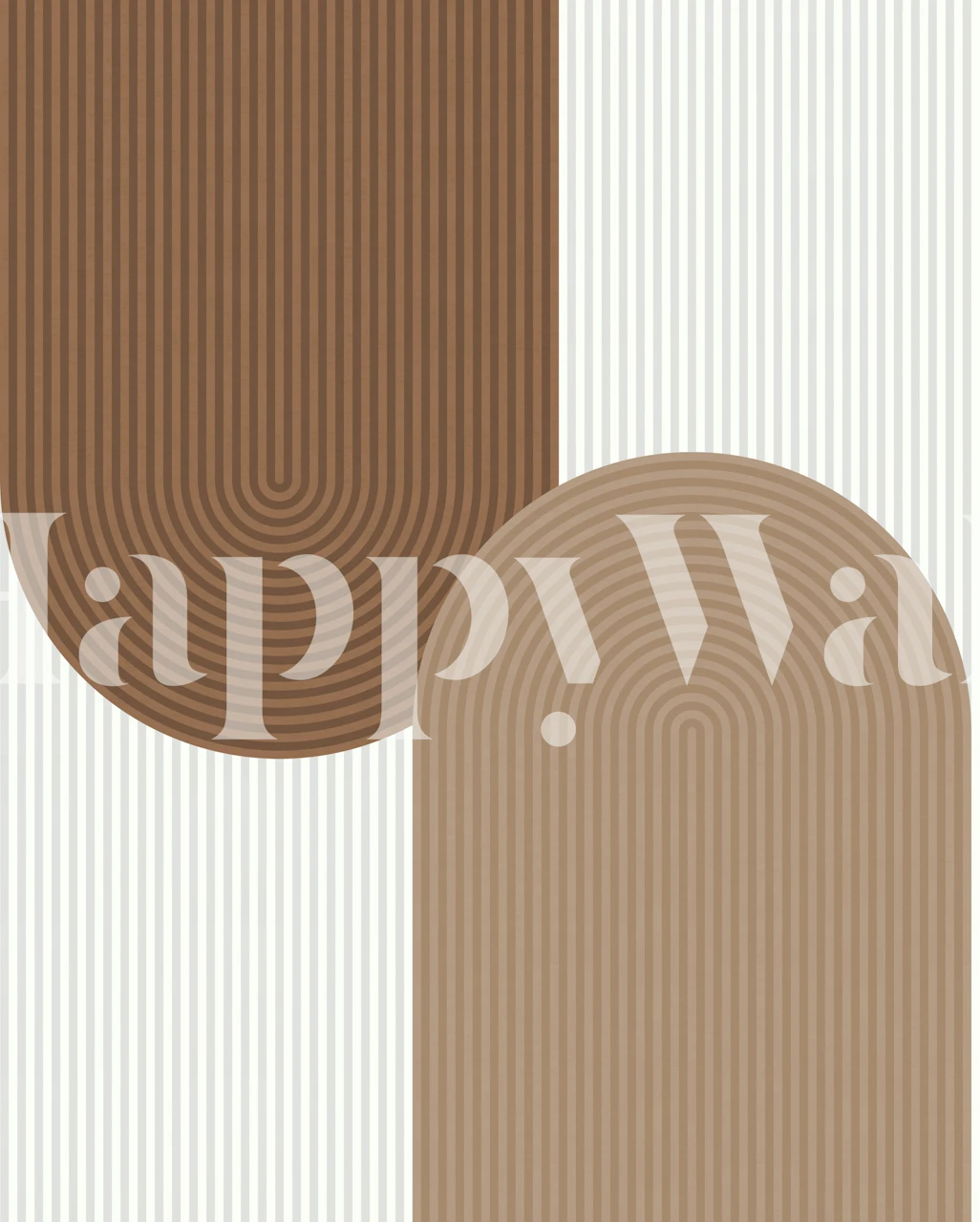 Tapeta Retro Arch Lines in Warm Taupe w pokoju
