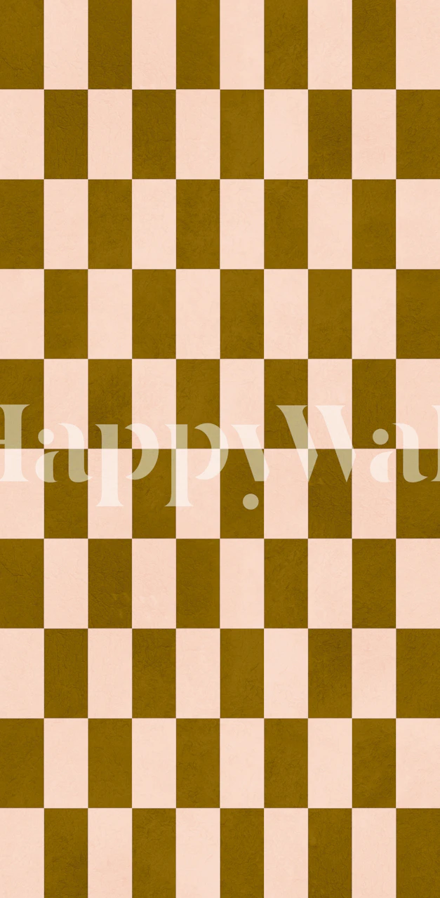 Blush and Ochre Checkerboard wallpaper in a room