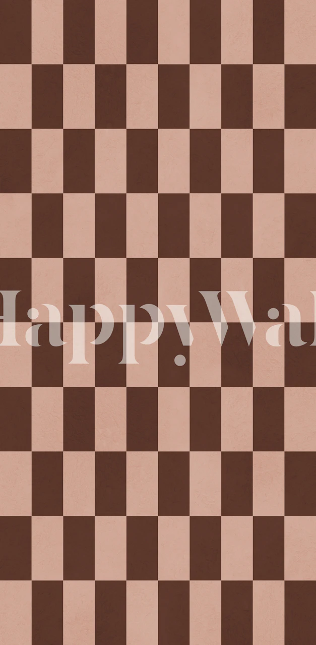 Terracotta Blush Checkerboard wallpaper in a room