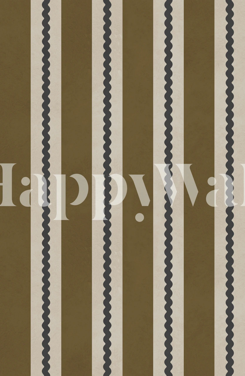 Retro Wavy Stripe Neutrals wallpaper in a room