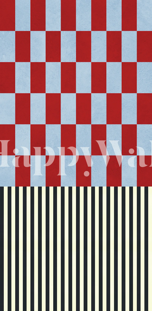 Red Blue Checkerboard Texture wallpaper on a wall