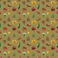 Autumn Leaves Olive Green papier peint