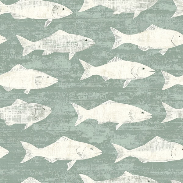 Nautical White Fish Repeat Pattern