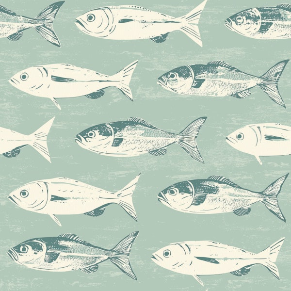 Seafoam Marine Fish School Pattern