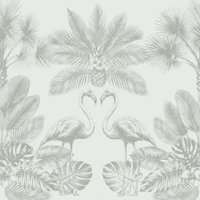 Sage Jungle Flamingos and Palms tapeta