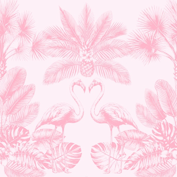 Candy Jungle Flamingos and Palms