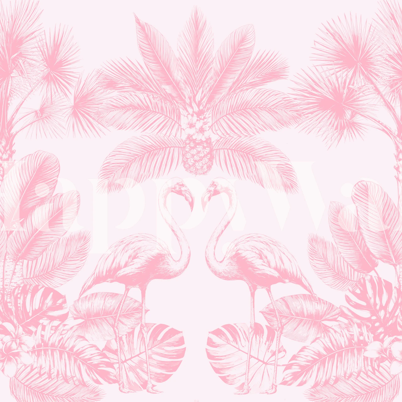 Candy Jungle Flamingos and Palms wallpaper in room