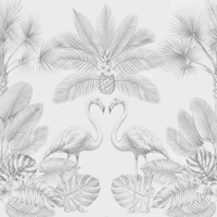 Gray Jungle Flamingos and Palms tapeta