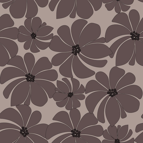 Mocha Retro Floral Blooms