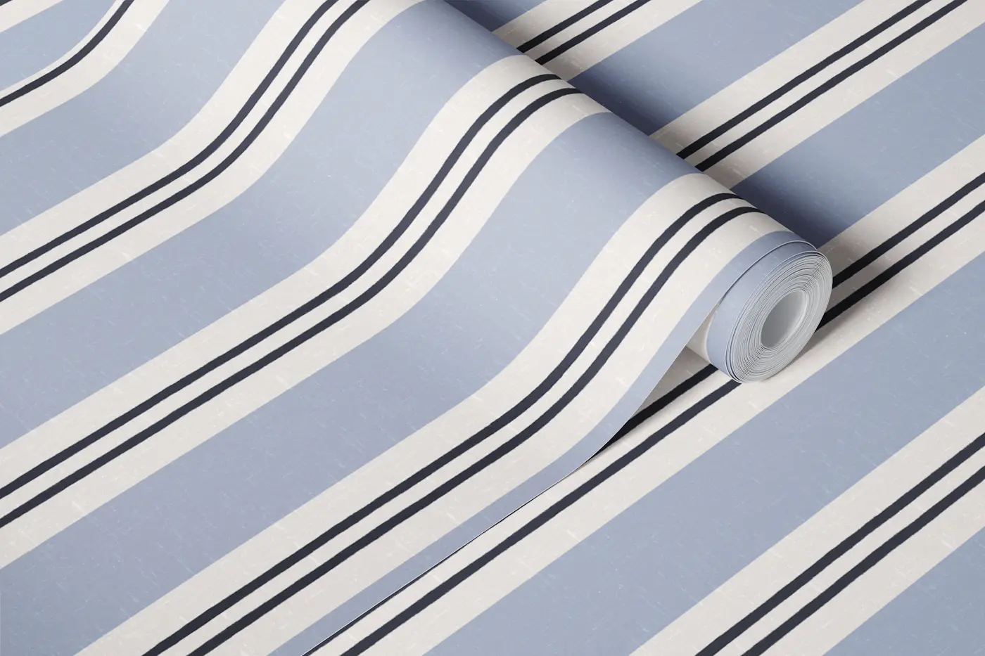 Soft Blue Ticking Stripes wallpaper roll