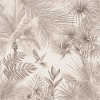 Sepia Palm Leaves and Parrot behang