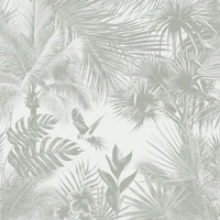 Sage Palm Leaves and Parrot behang