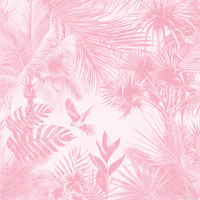 Candy Palm Leaves and Parrot behang
