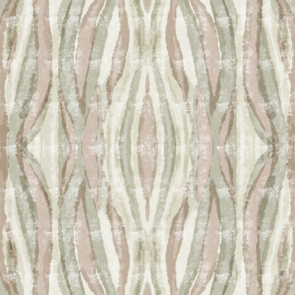 Muted Sage Blush Wavy Stripes