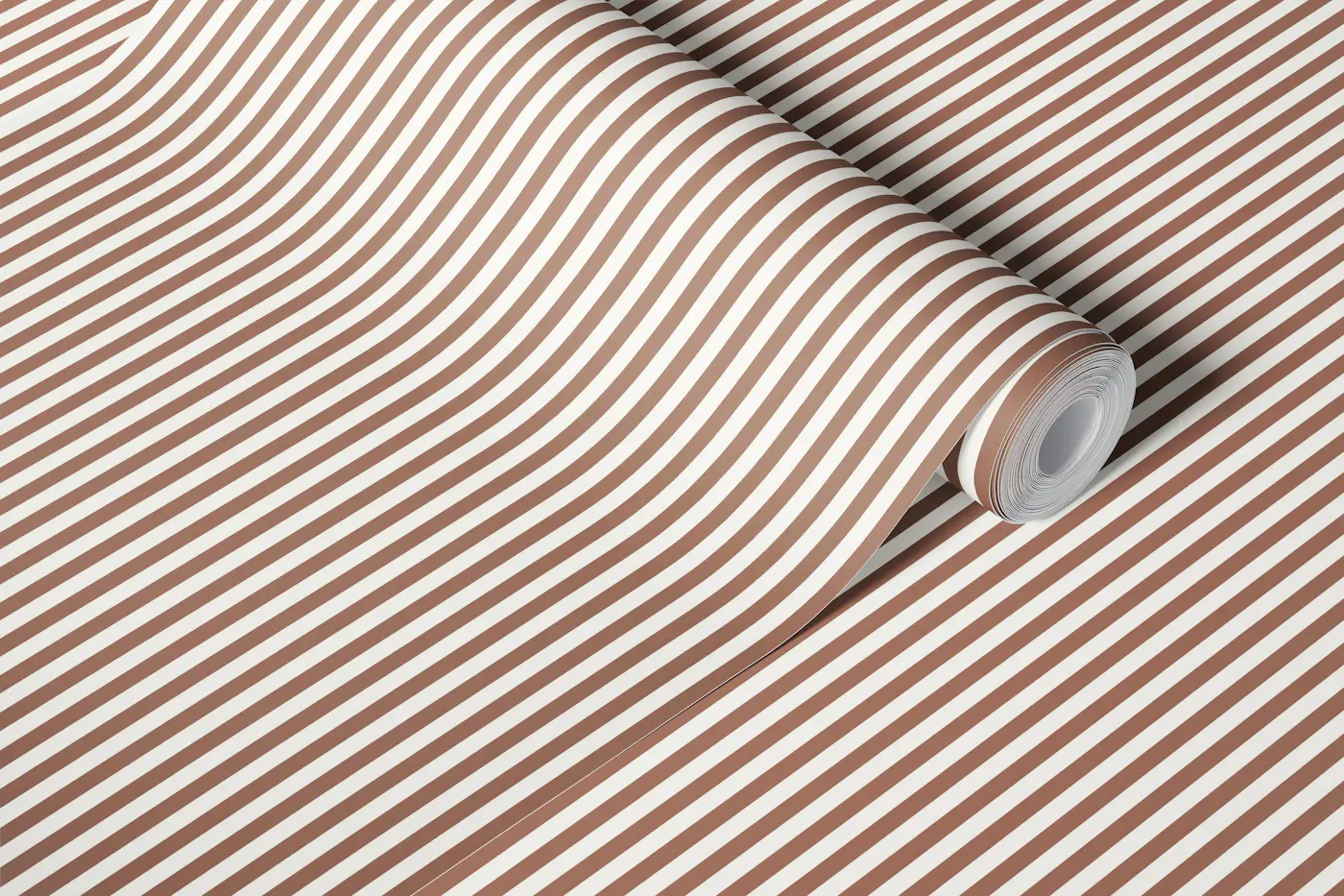Timeless stripes brown cream white wallpaper roll