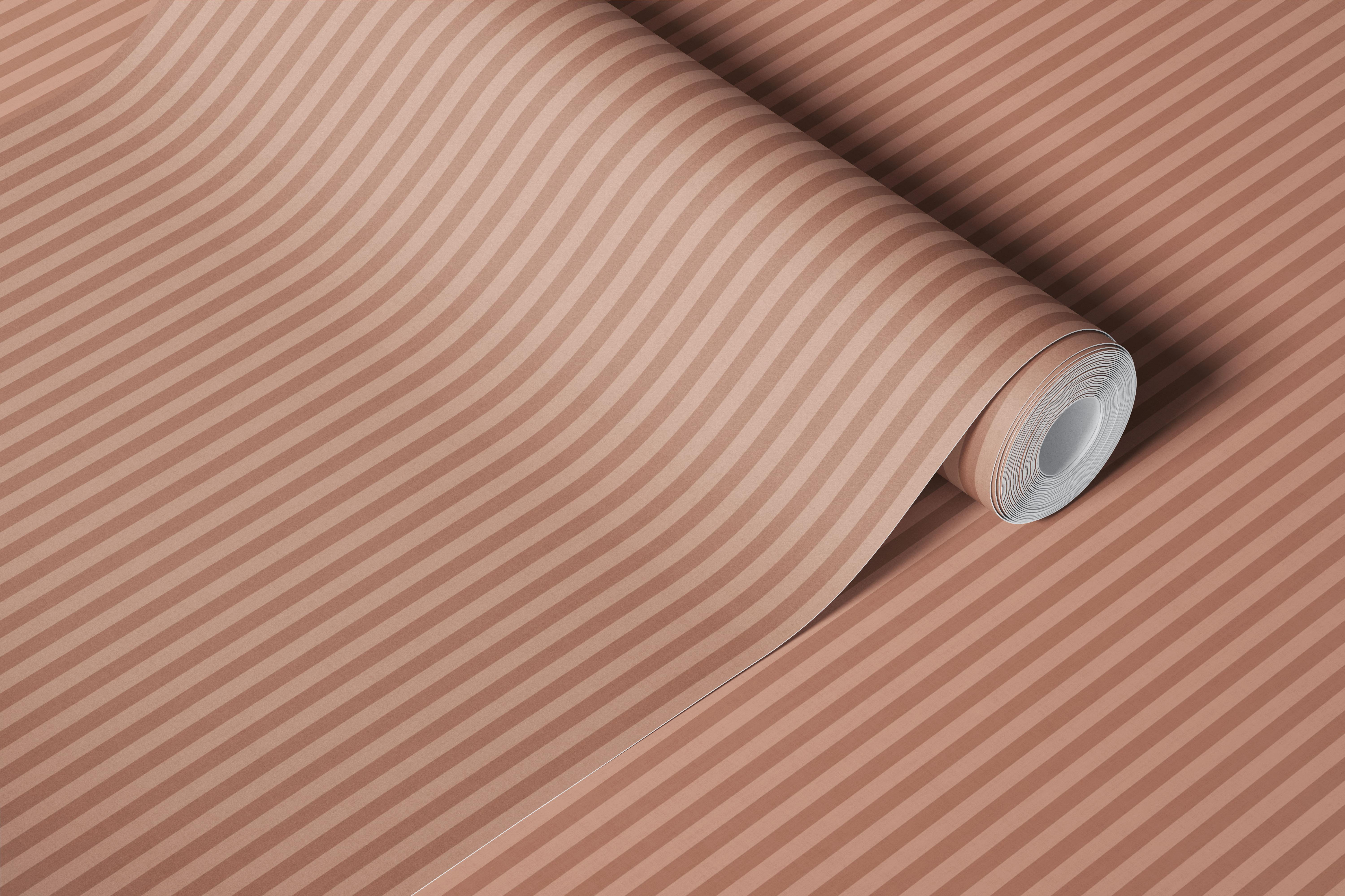 Terracotta striped wallpaper in a styled room (3/9)