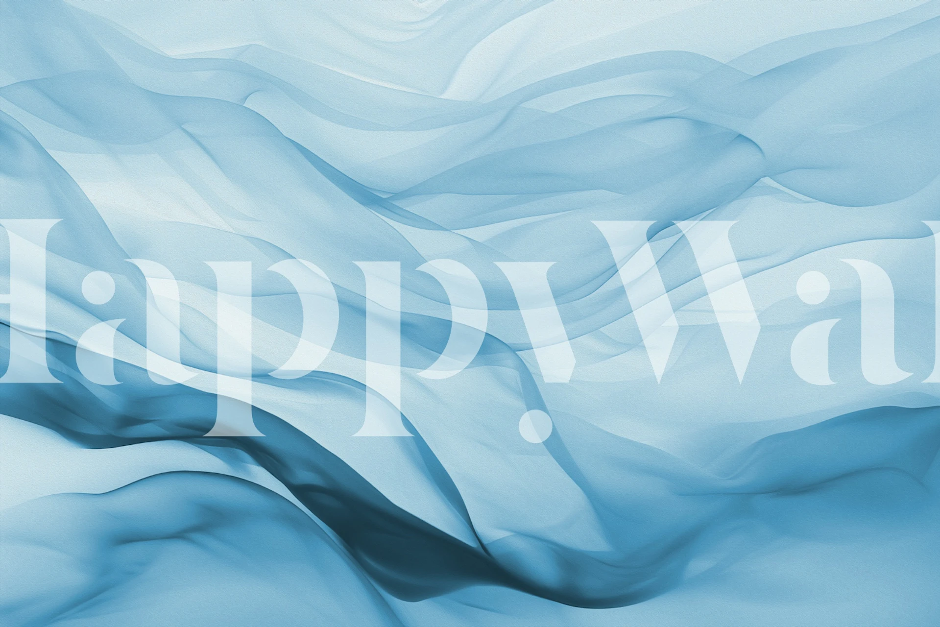 Soft azure fabric flow wallpaper in a room
