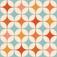 retro mod atomic squares - orange aqua blue papiers peint